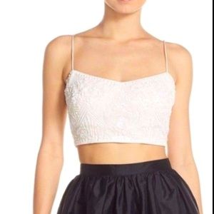 Aidan Mattox crop sequins top